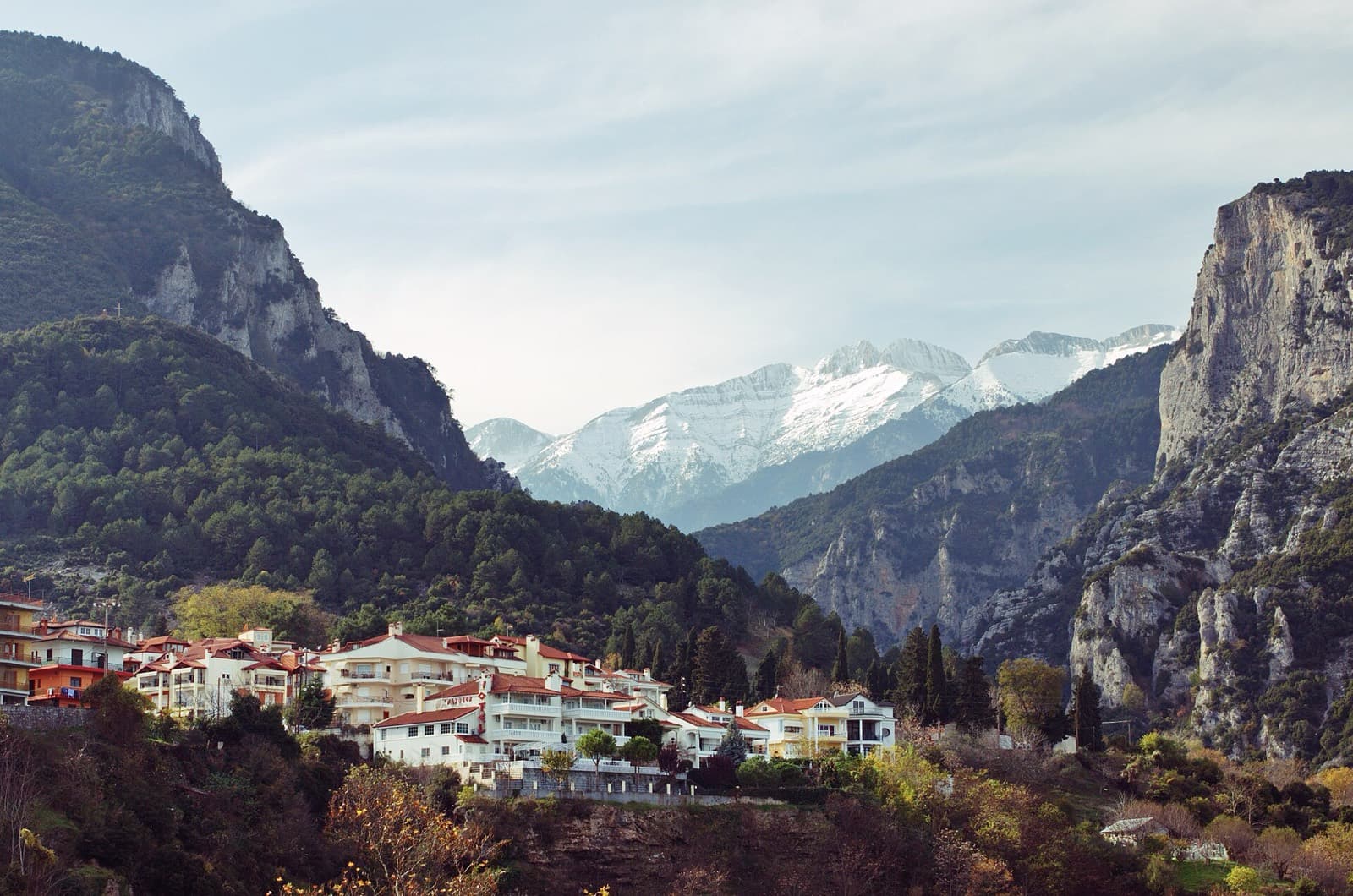TRIMAN 226: litochoro and snow-capped mount olympus, pieria
