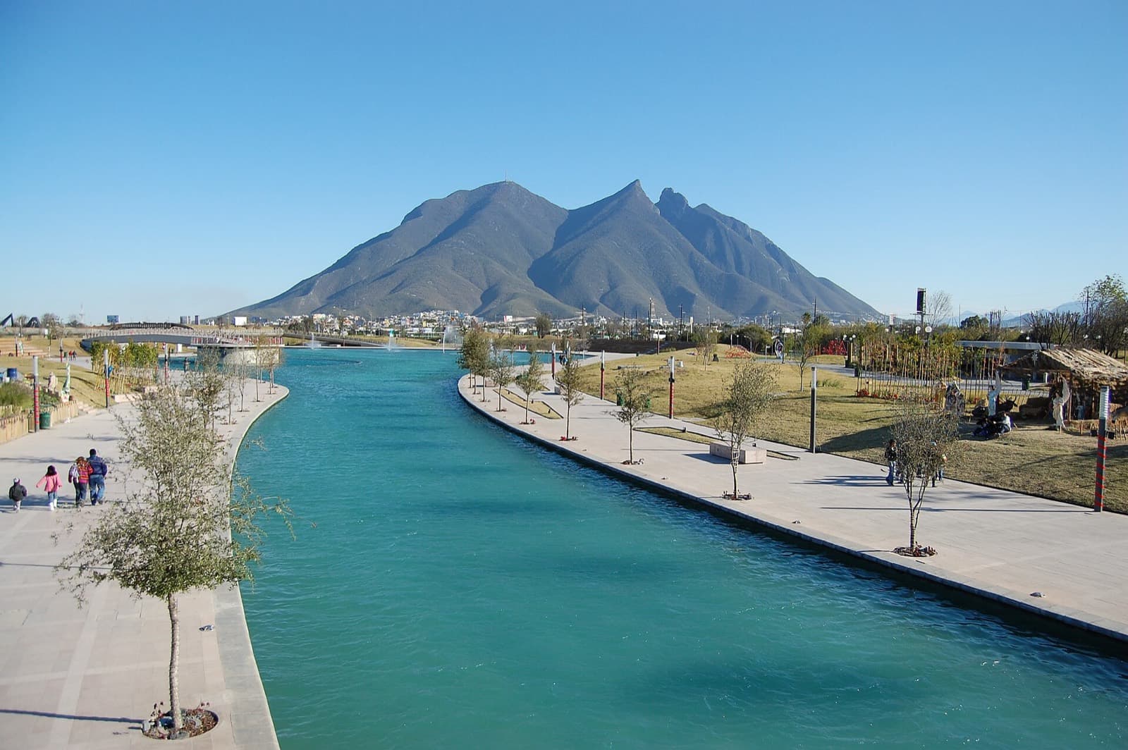 IRONMAN 70.3 Monterrey: santa lucía canal (swim venue) with cerro de la silla behind