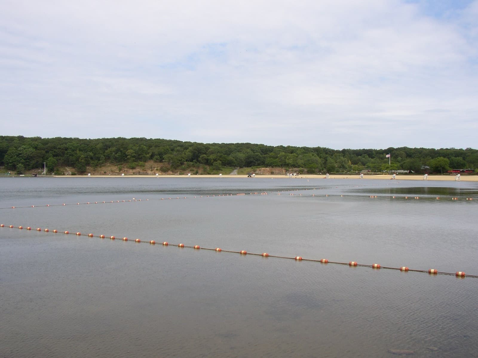 Toughman New York Half (Harriman Long Course): lake welch swim venue with buoy lines, harriman state park