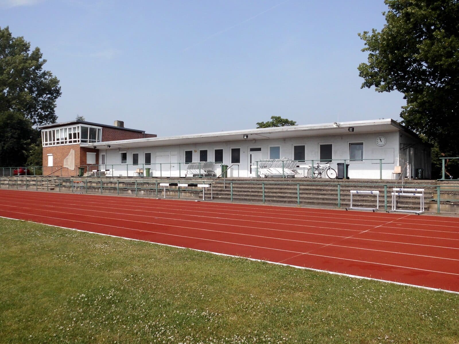 37. KN Förde Triathlon 2026: the athletics track and stand at the kiel university sports ground, olshausenstraße — destination scenery near kiel; not a photo of this event.