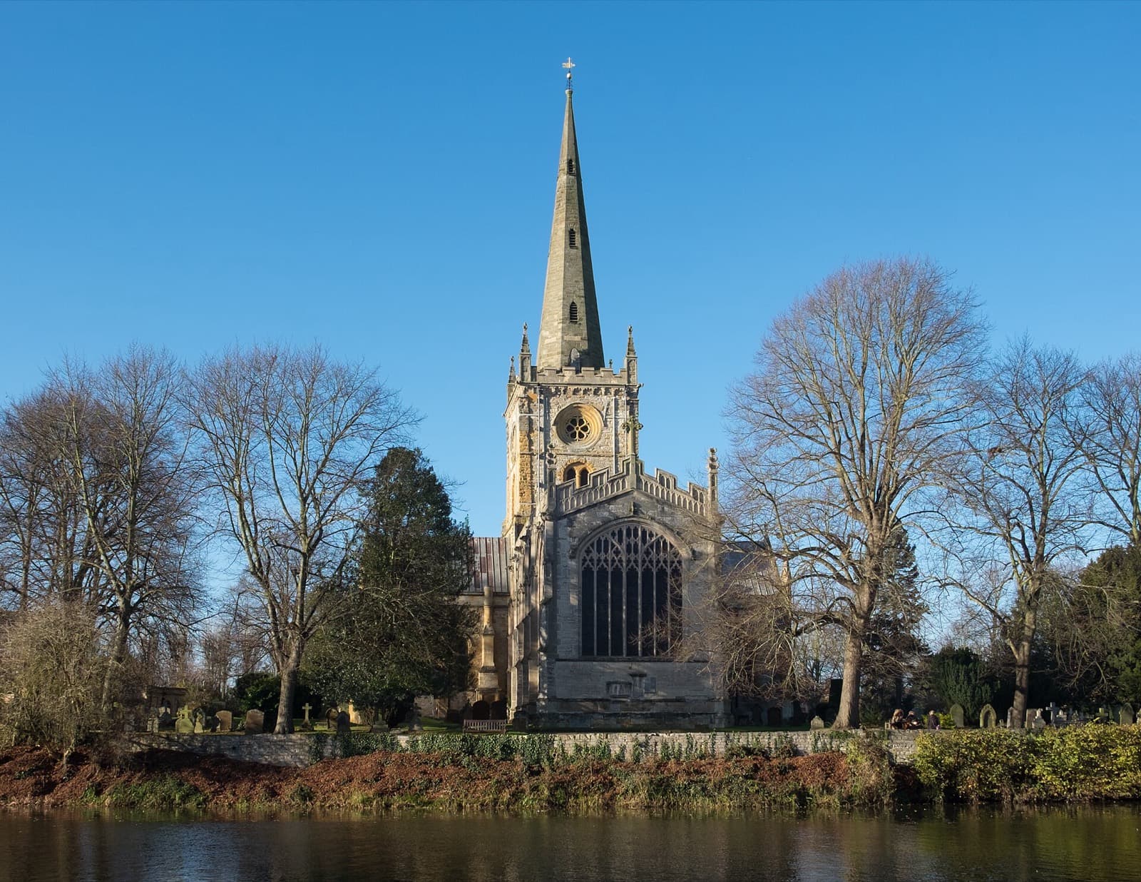Shakespeare Marathon: holy trinity church beside the river avon, passed on the course — destination scenery near stratford-upon-avon; not a photo of this event.