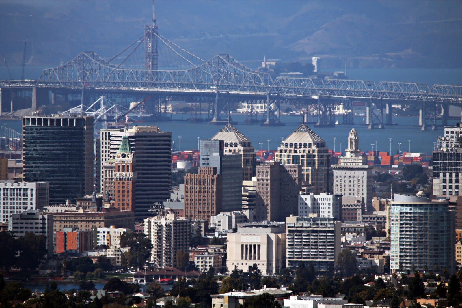 Redwood (Spring) Trail Run: downtown oakland with the san francisco-oakland bay bridge behind — destination scenery near oakland; not a photo of this event.