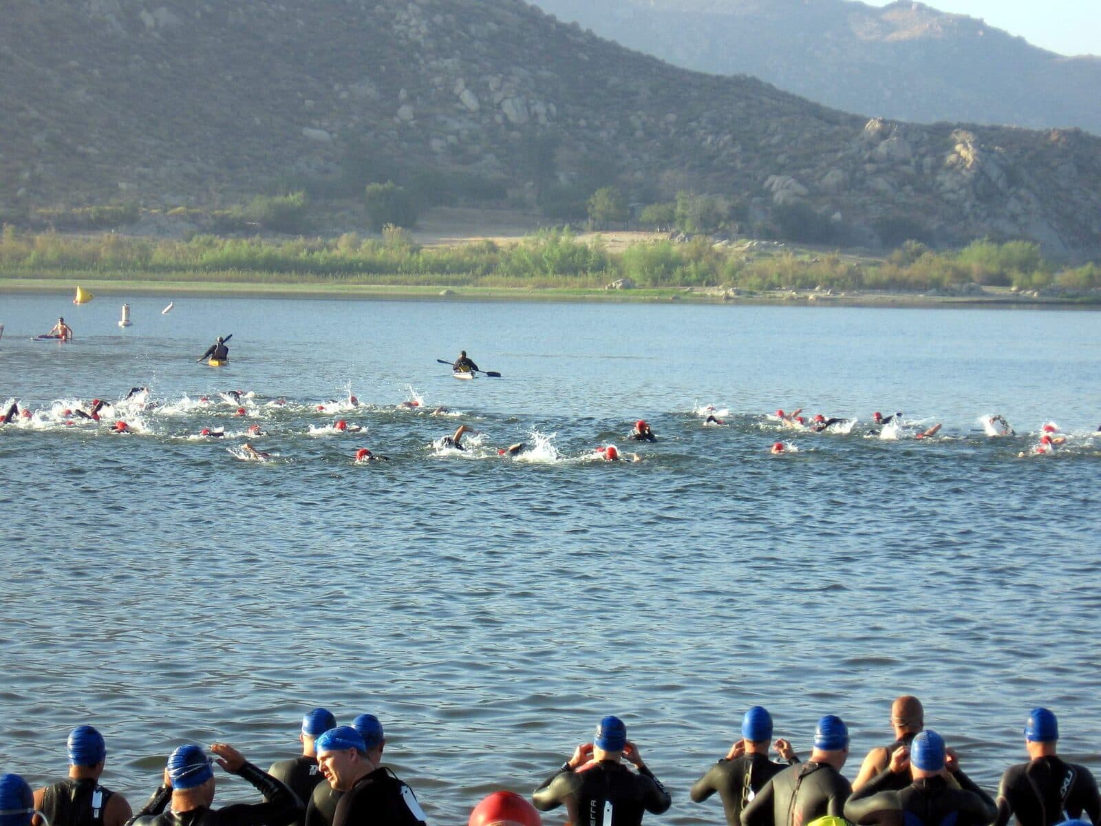 2027 Cal Tri Lake Perris - 4.11.27: swim start at lake perris state recreation area, shown at the 2009 big rock triathlon