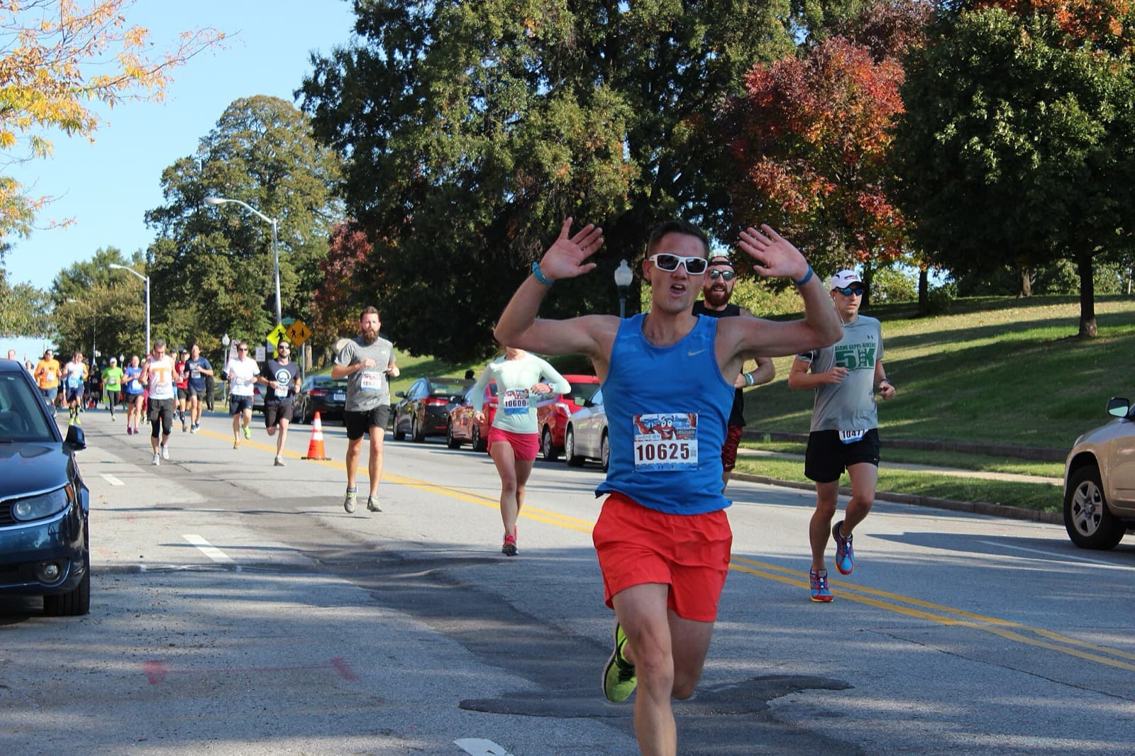 Baltimore Running Festival Marathon: runners on patterson park avenue during the 2015 baltimore marathon