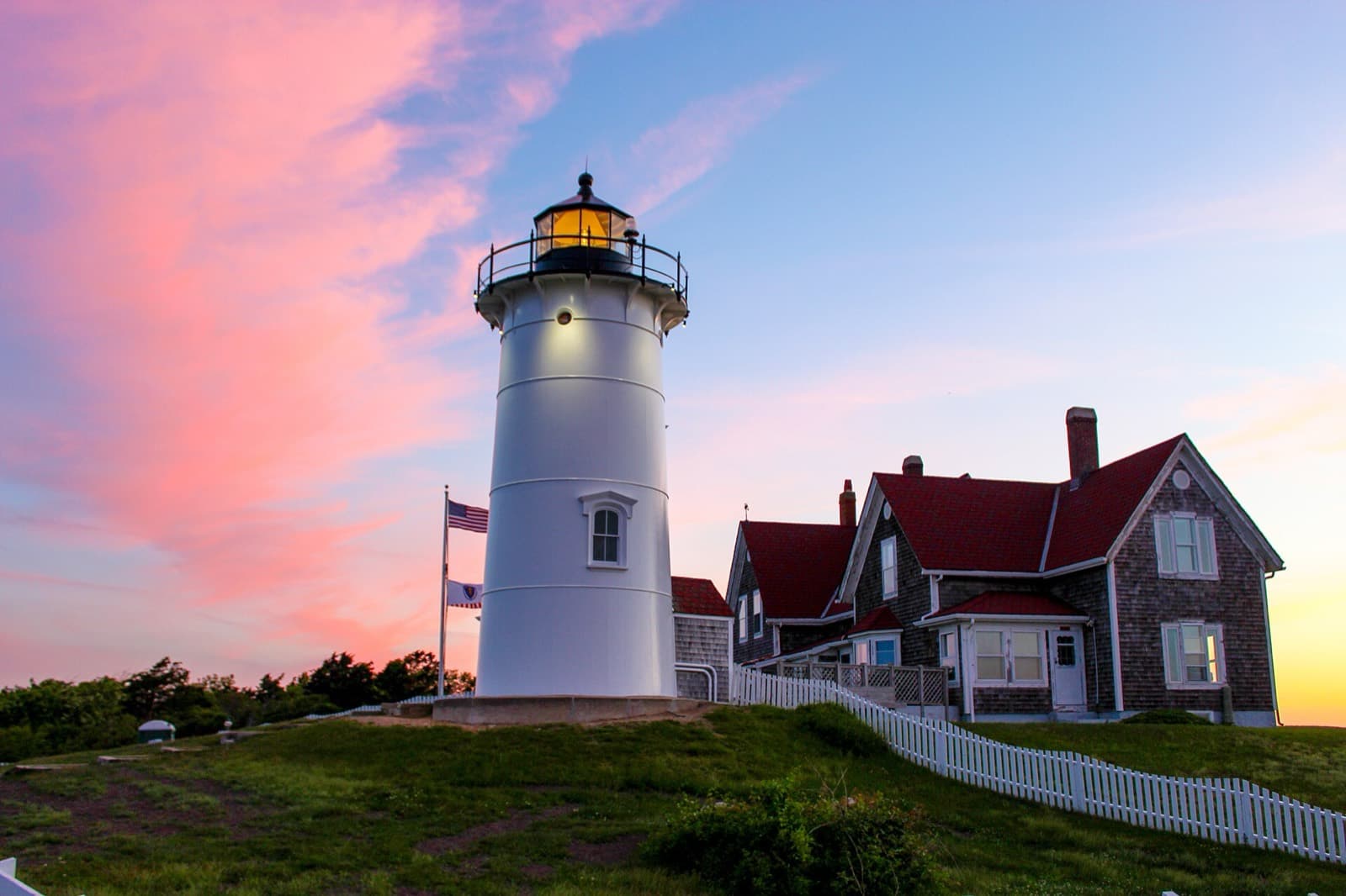 Cape Cod Marathon: nobska lighthouse at dusk, falmouth, near the shore course