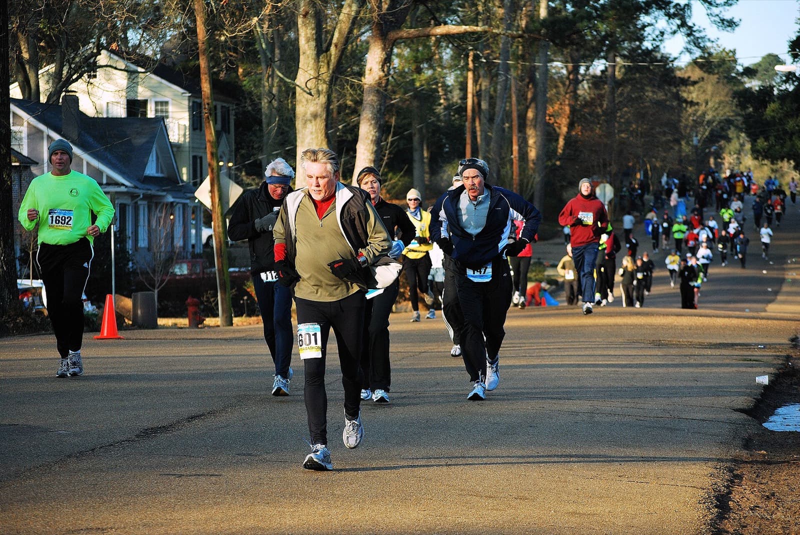 Mississippi Blues Marathon: runners on a tree-lined belhaven street during the mississippi blues marathon (2010 edition)