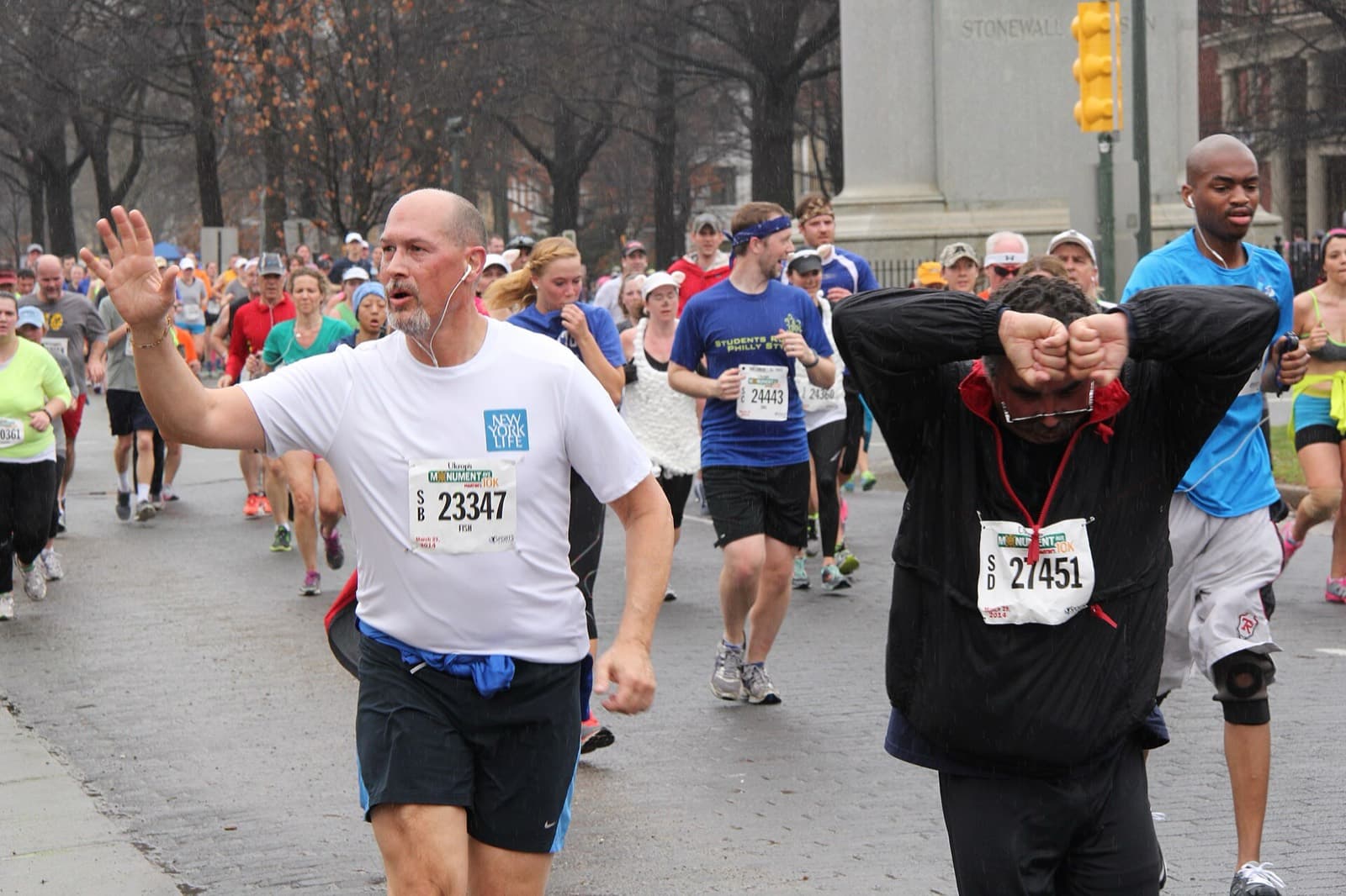 Allianz Richmond Marathon: runners on monument avenue at the 2014 monument avenue 10k, a street the marathon also uses (miles 3 to 5)