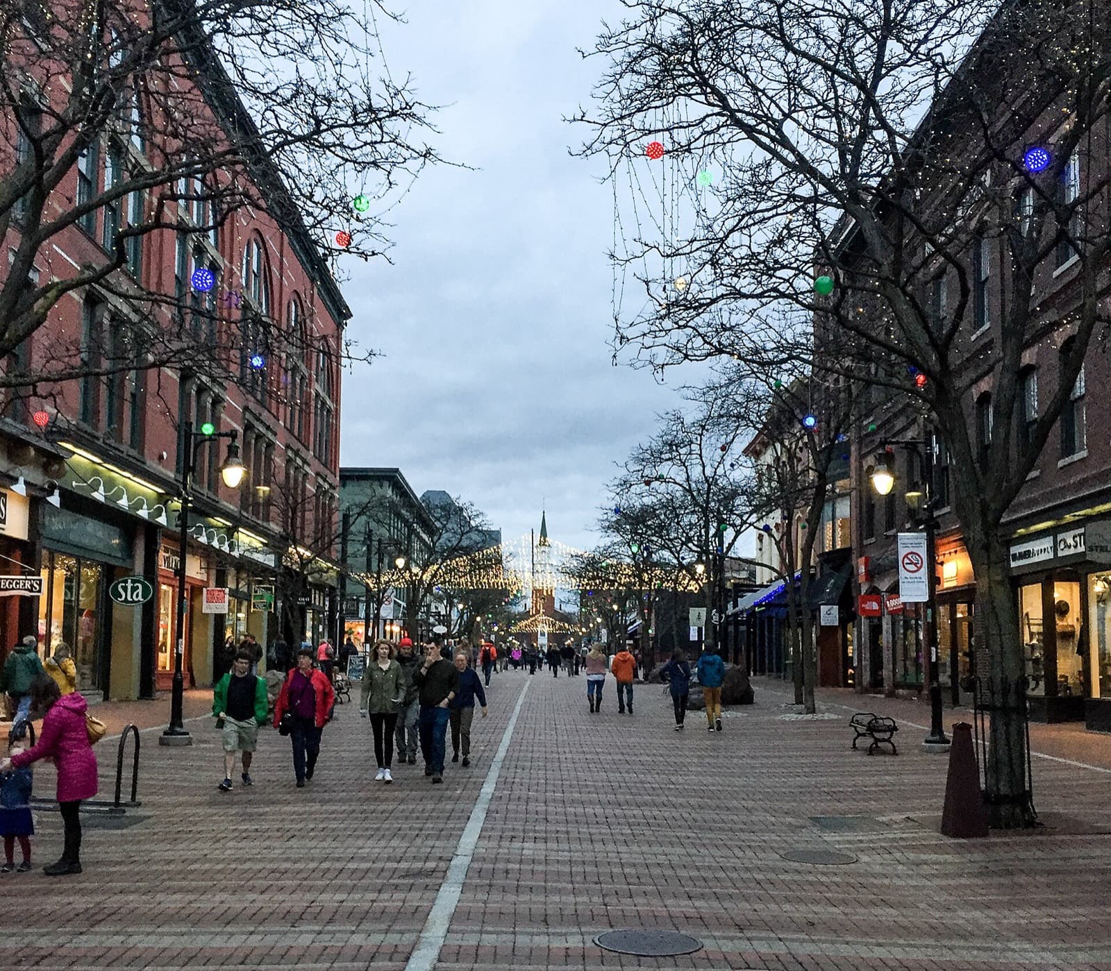 M&T Bank Vermont City Marathon: church street marketplace in burlington, passed twice on the course