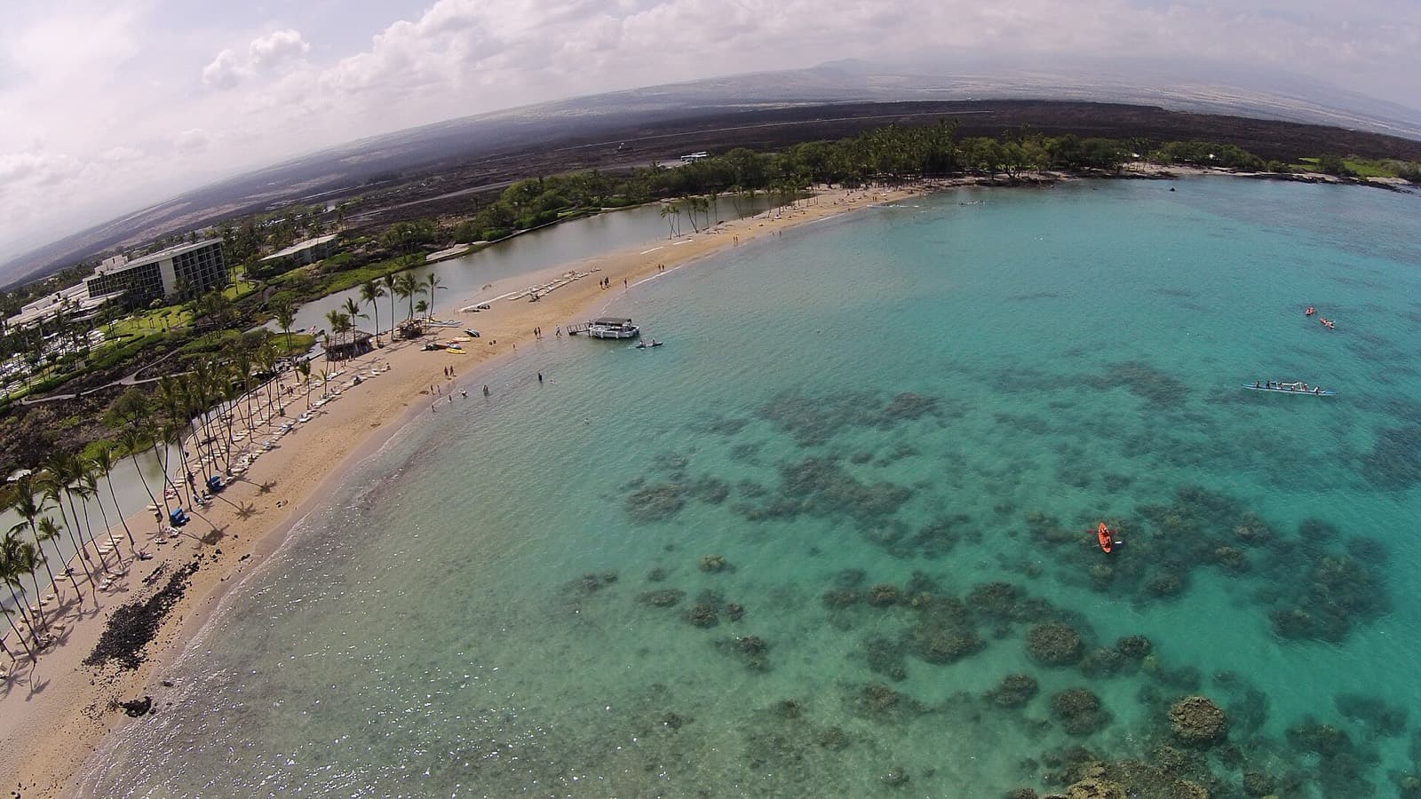 Lavaman Waikoloa Triathlon: aerial of anaeho'omalu bay (swim venue)