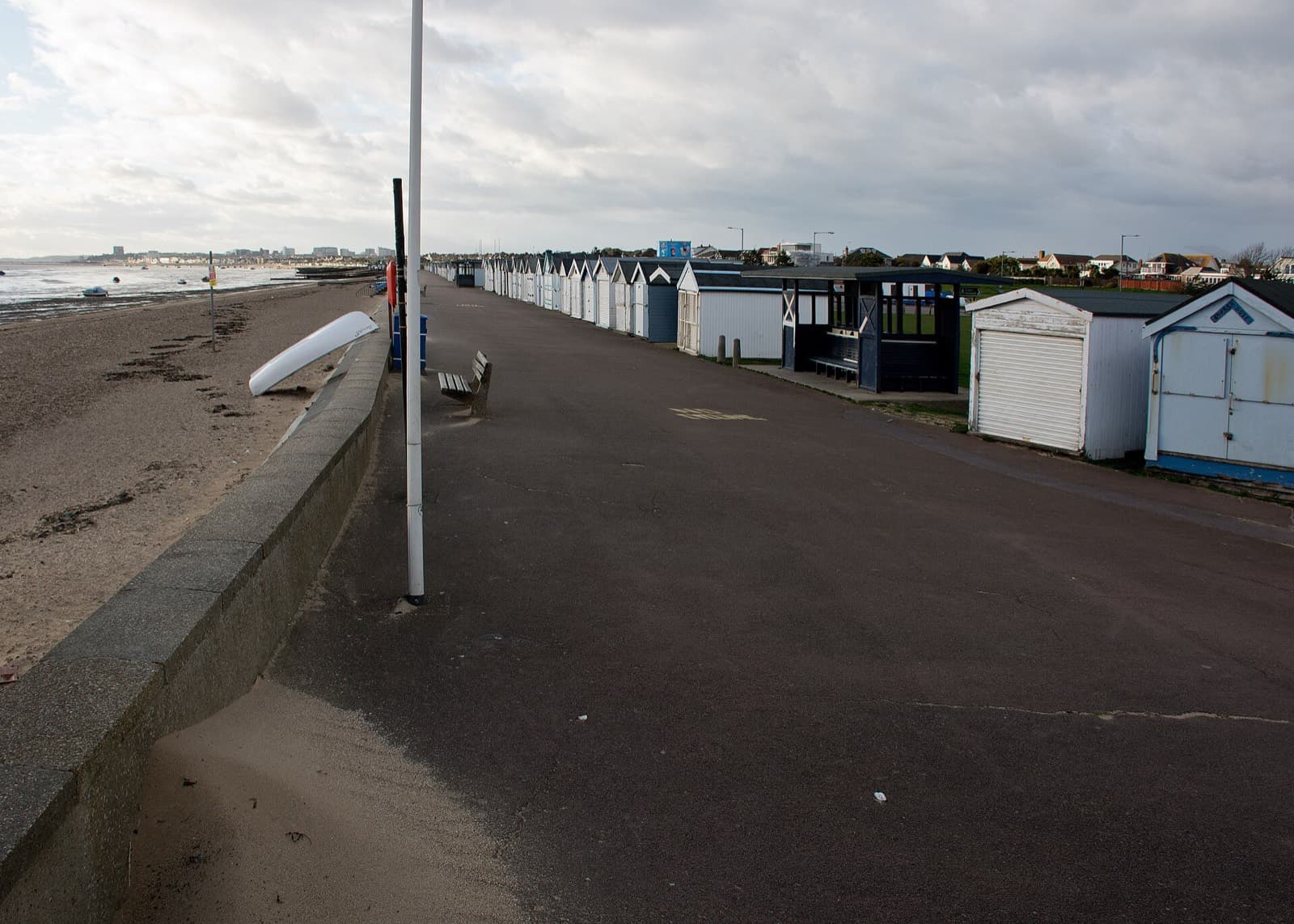 Southend Triathlon: beach huts and promenade at shoebury common