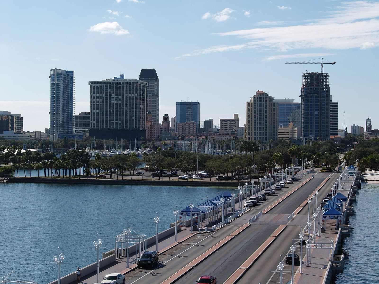 St. Anthony's Triathlon: st. petersburg skyline and the pier approach on tampa bay