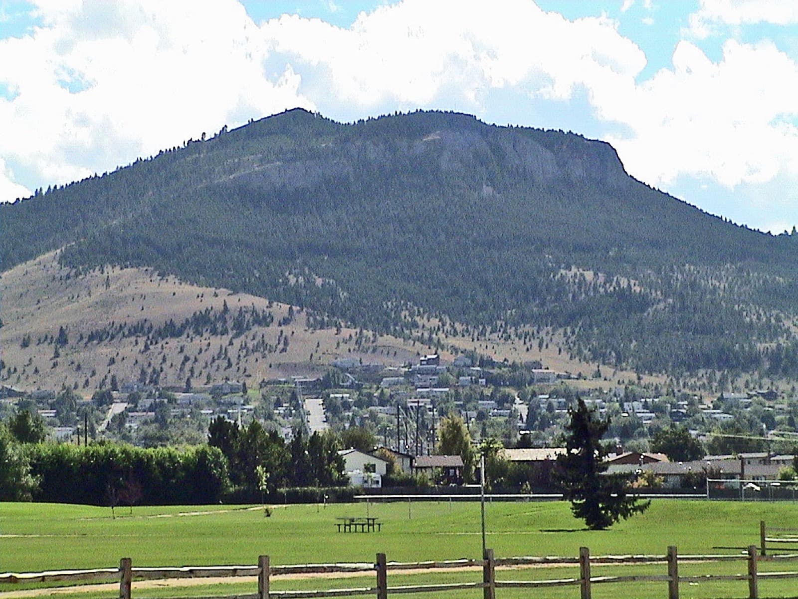 Montana Women's Triathlon: mount helena above the city, green park in foreground