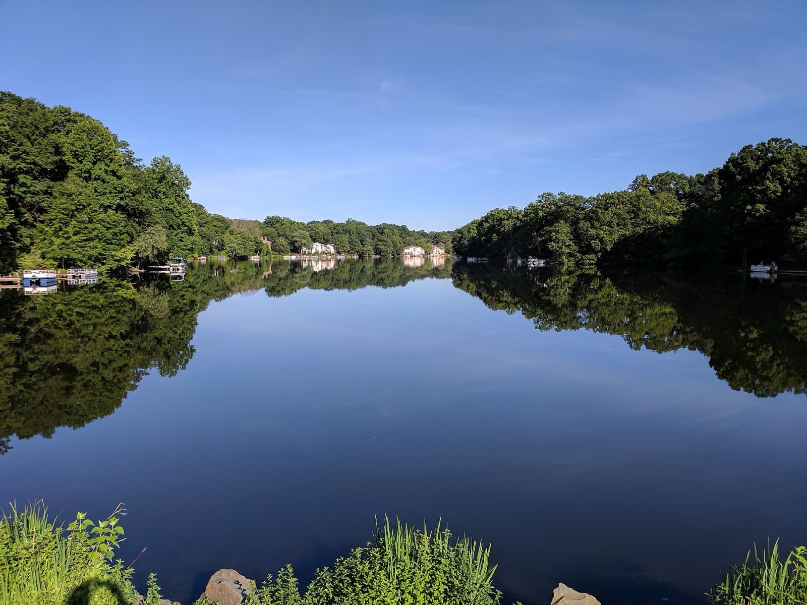 Reston Triathlon: lake anne in reston on a calm morning (a nearby reston lake; the olympic swim is in lake audubon)