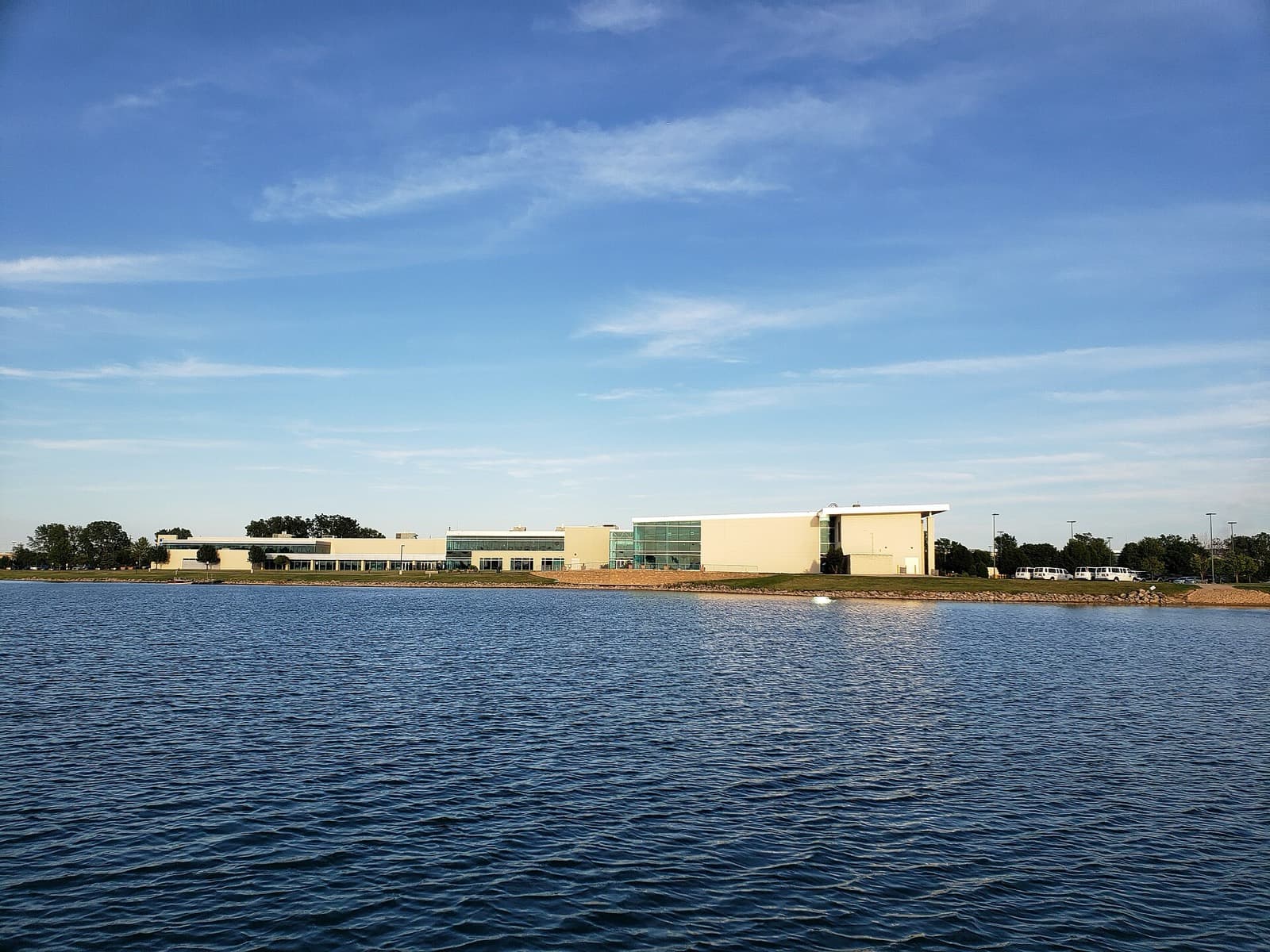 Wisconsin Women's Triathlon: lake andrea with the pleasant prairie recplex behind