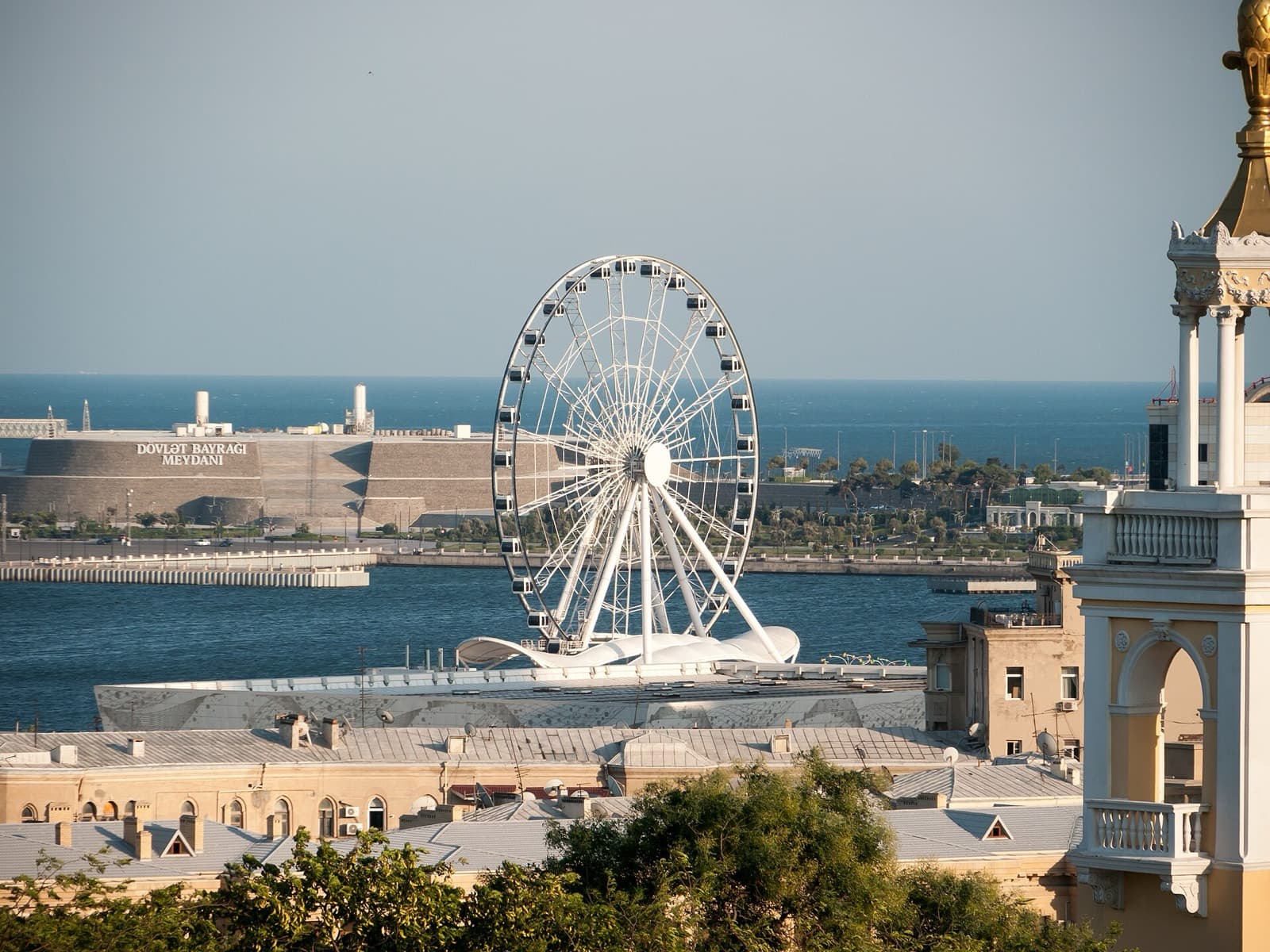 ALUFAR IRONMAN 70.3 Baku: baku boulevard caspian waterfront with ferris wheel