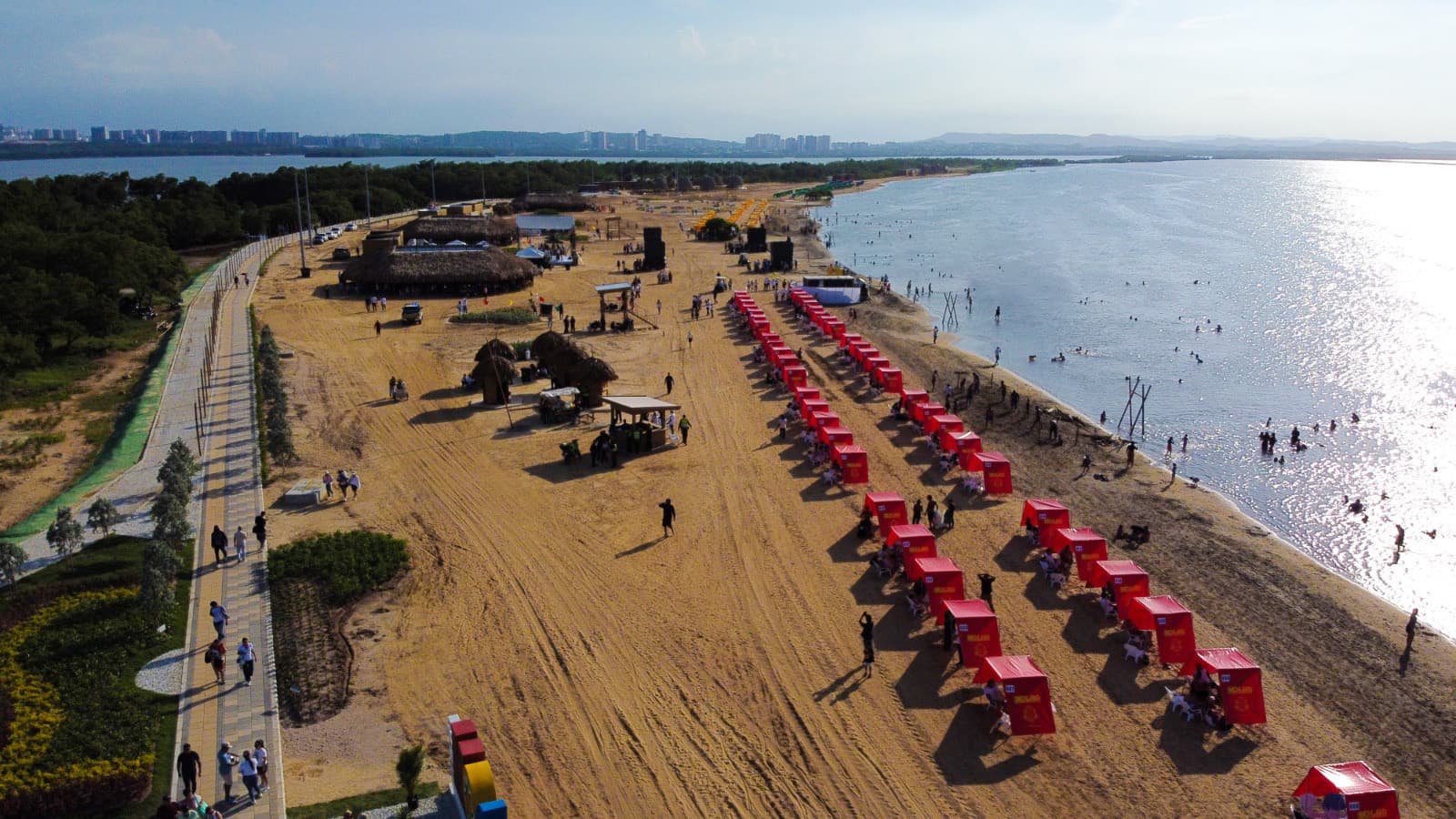 IRONMAN 70.3 Barranquilla: puerto mocho beach on the magdalena mouth, aerial view