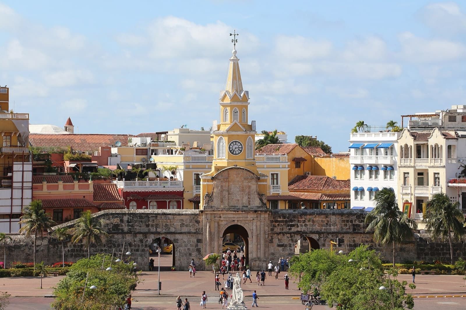 IRONMAN 70.3 Cartagena: clock tower gate of cartagena's walled city, the run route landmark