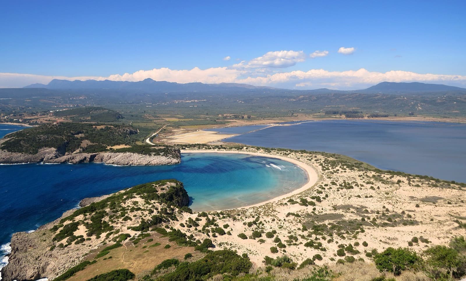 IRONMAN 70.3 Greece (Costa Navarino): voidokilia beach and gialova lagoon, navarino, on the run route