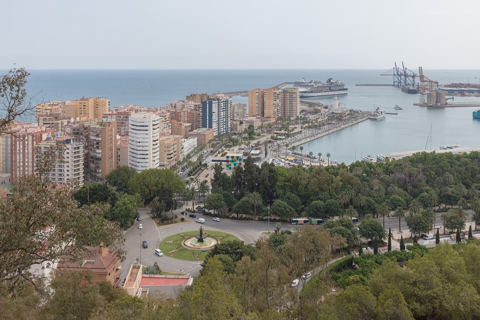 IRONMAN 70.3 Málaga: port of malaga harbour and waterfront seen from gibralfaro