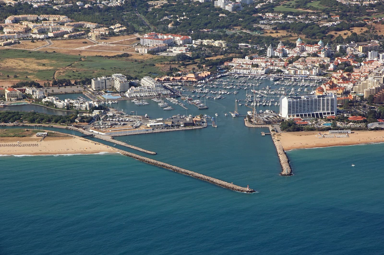 IRONMAN 70.3 Vilamoura-Algarve: vilamoura marina and beaches from the air