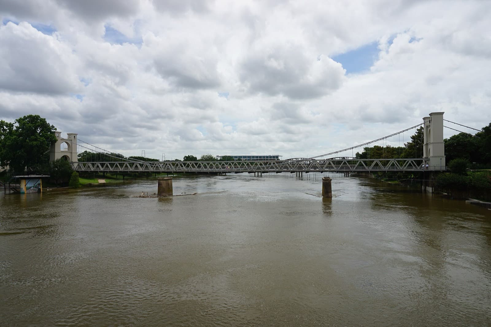 IRONMAN 70.3 Waco: waco suspension bridge over the brazos river, the race finish landmark