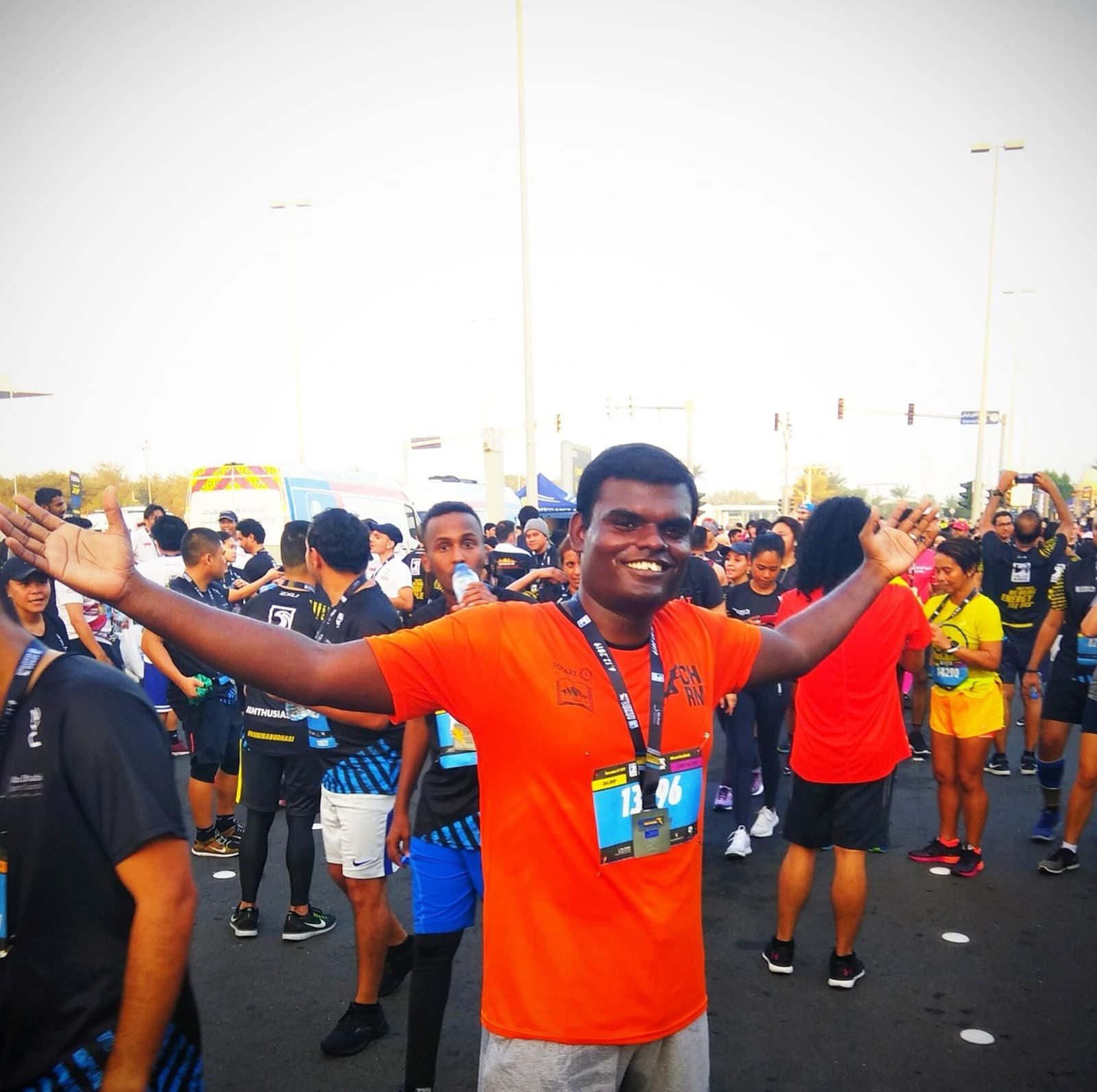 ADNOC Abu Dhabi Marathon: runners gathered at the adnoc abu dhabi marathon start area, 2019