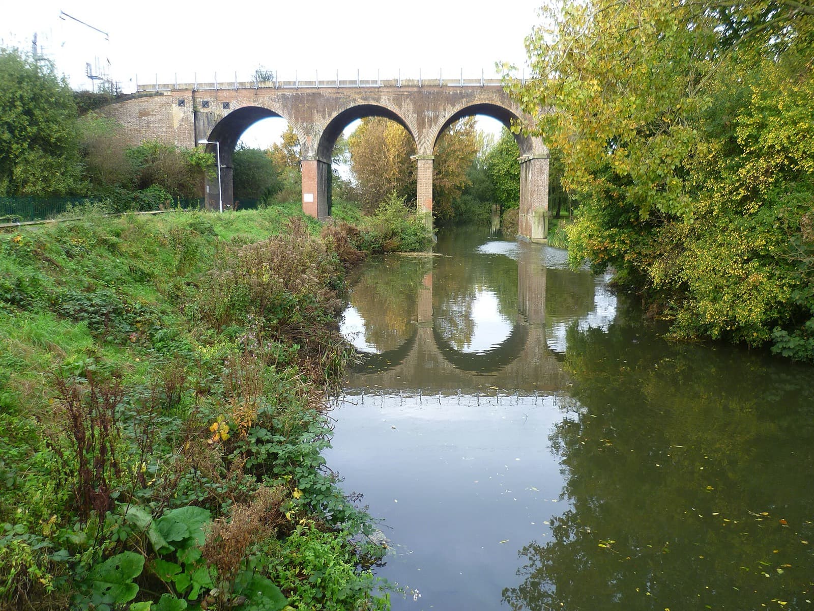 The Chelmsford Marathon: river can viaduct in central park, near the finish