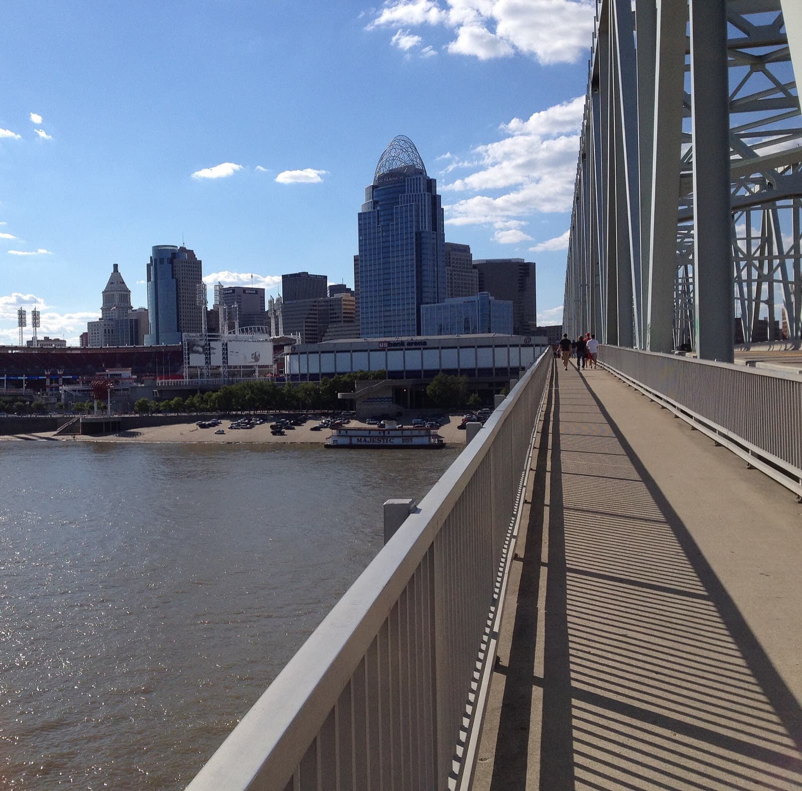 Flying Pig Marathon: cincinnati skyline from the taylor-southgate bridge, which the course crosses early