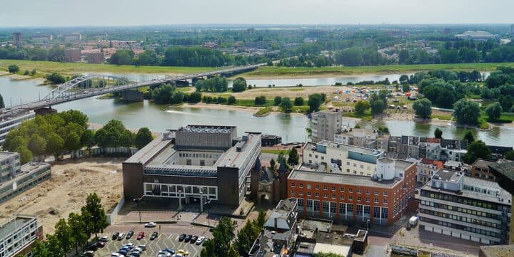 Arnhem city centre and the Rhine from the Eusebius church tower
