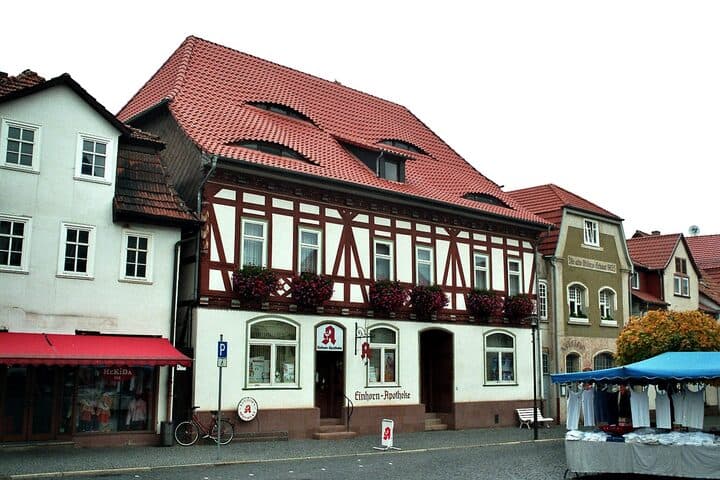 Half-timbered houses on the Markt in Vacha, where the Pro Run starts