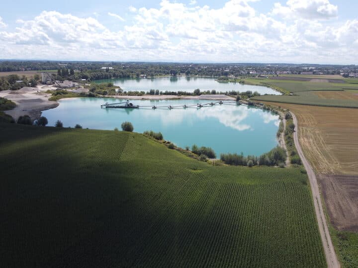 Aerial view of the Kronthaler Weiher near Erding