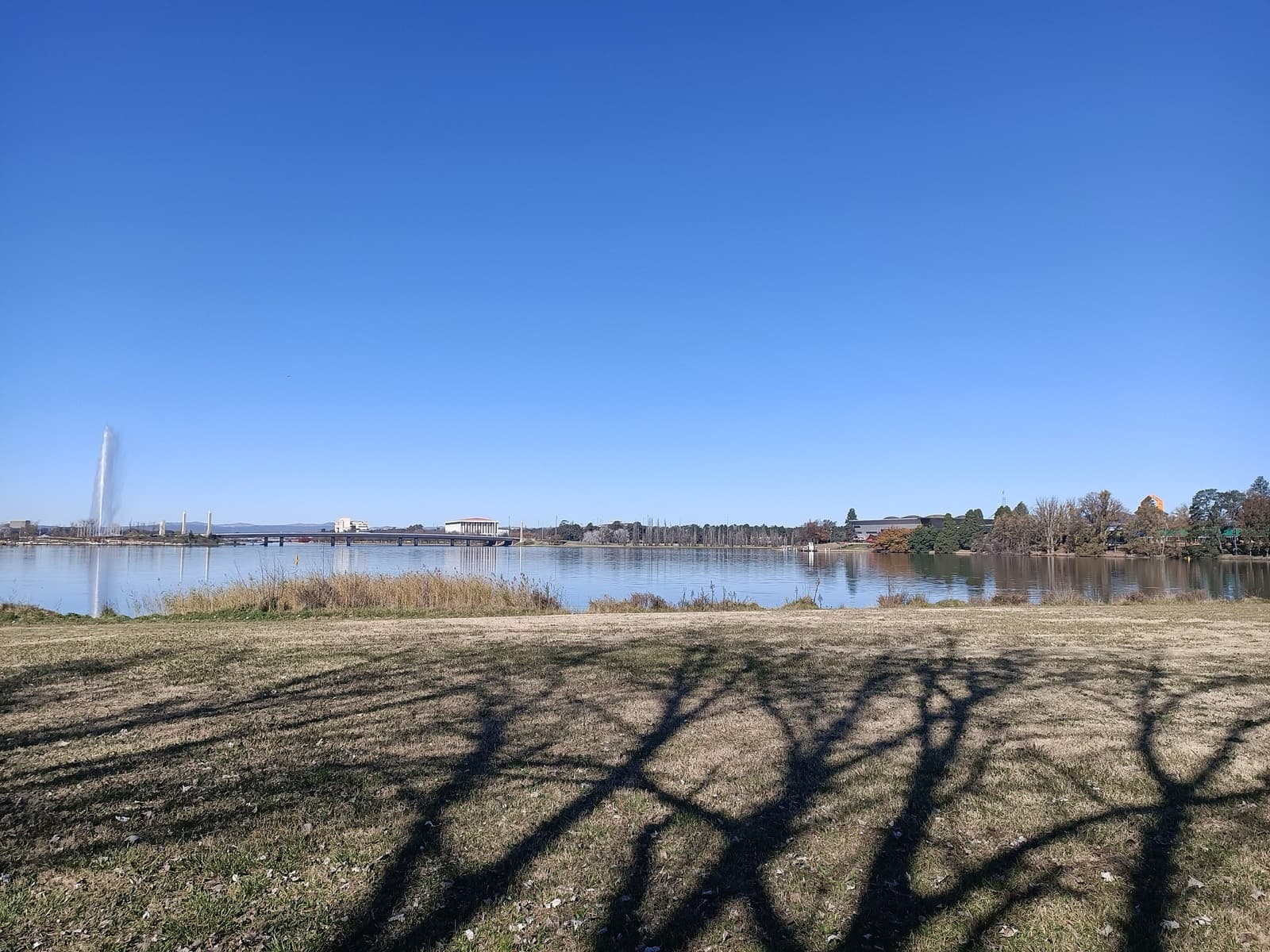 Challenge Canberra: lake burley griffin with the captain cook jet and commonwealth bridge