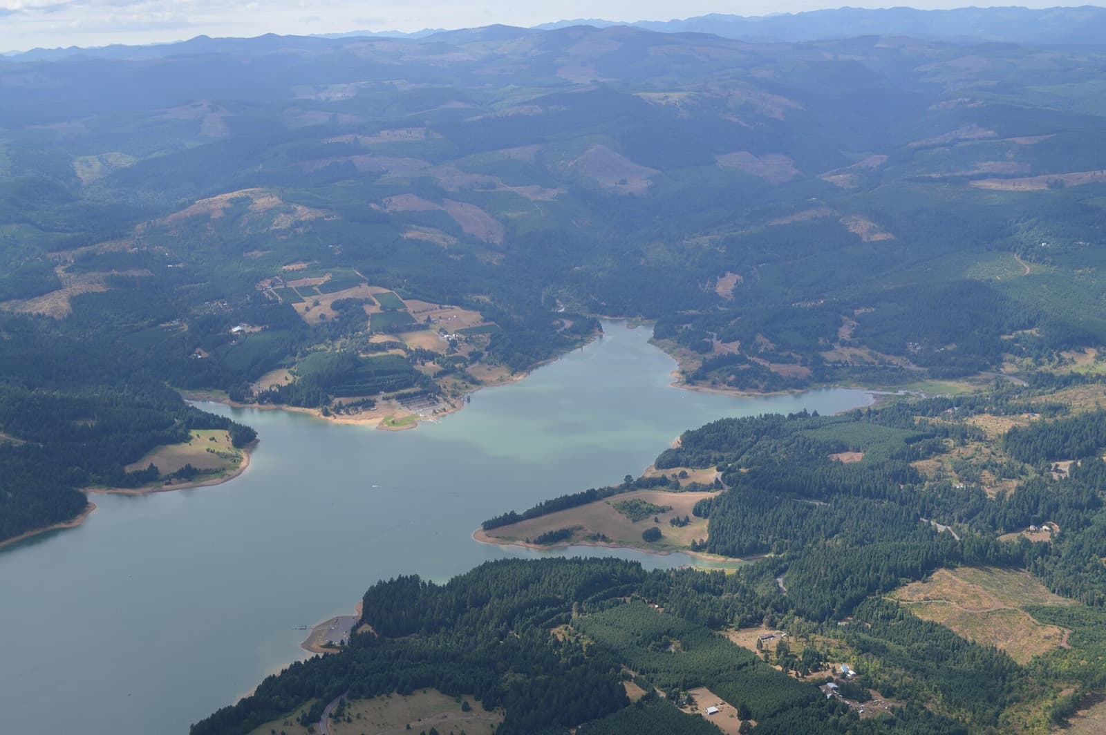 Hagg Lake Triathlon and Trail Festival: aerial view of henry hagg lake and the surrounding coast range hills
