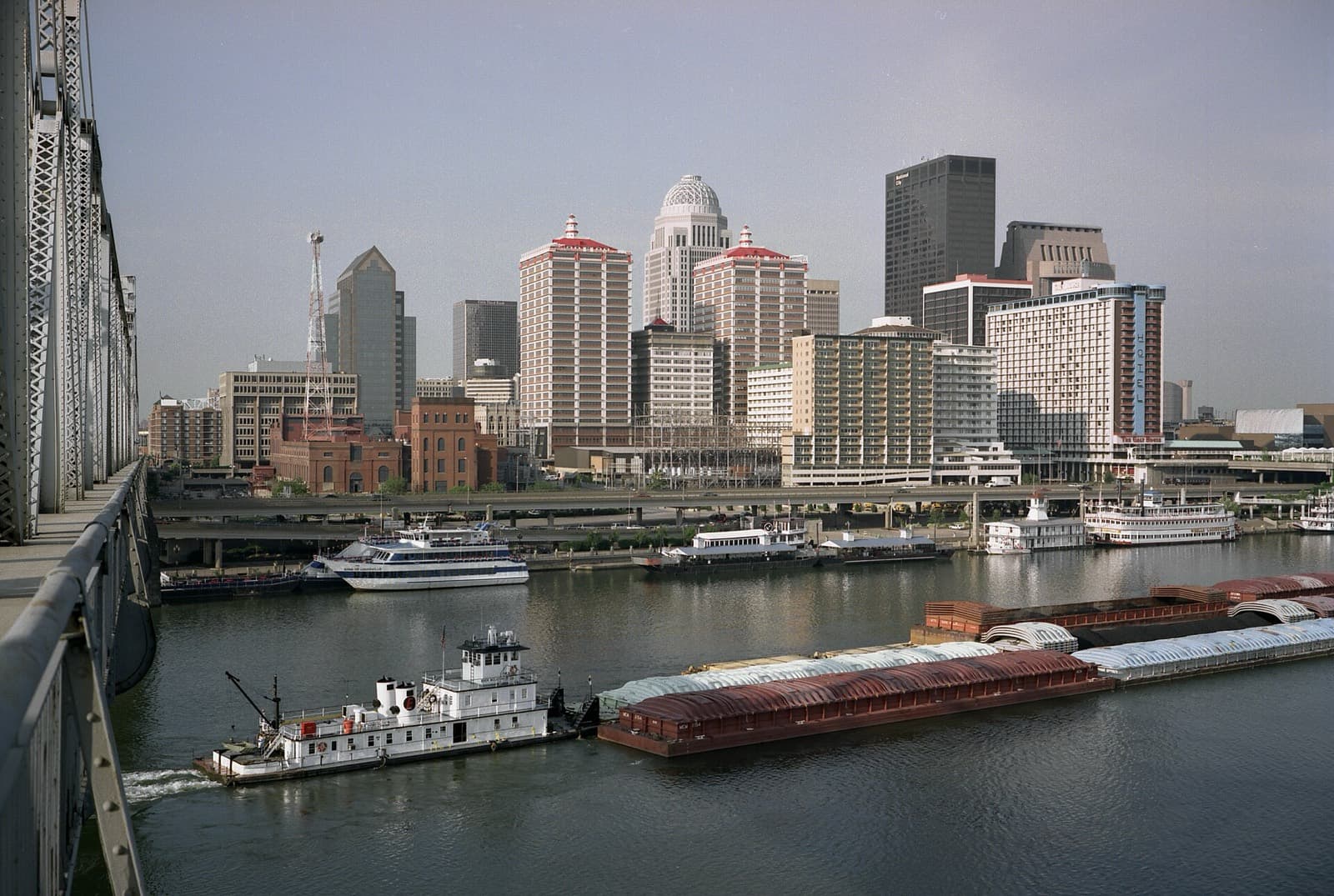 Tri Louisville: downtown louisville skyline and the ohio river from the bridge
