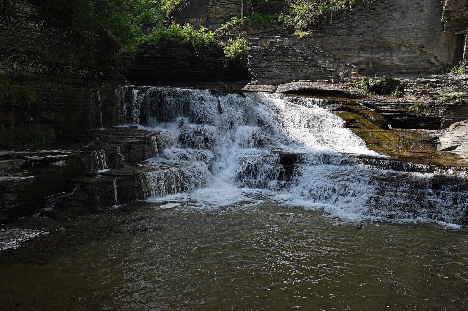 Cayuga Trails 50: waterfall above lucifer falls in robert h. treman state park, on the cayuga trails course