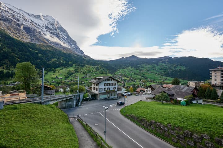 Grindelwald village with the Eiger north face above it; outside race day