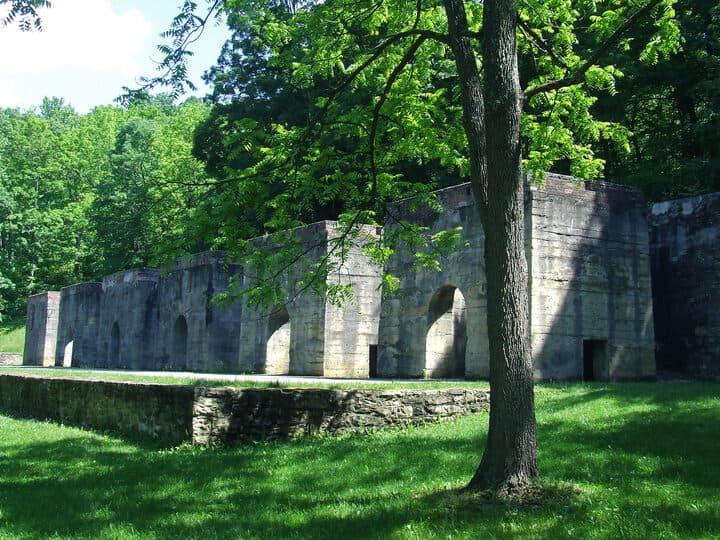 Old limestone kilns at Canoe Creek State Park, Blair County, on the race's opening section; outside race day