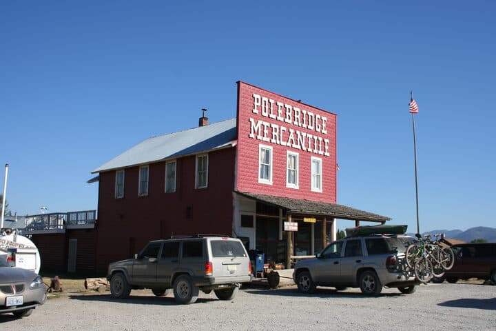 Polebridge Mercantile in Polebridge, Montana; outside race day